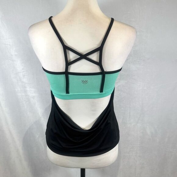 21 Active black and aqua backless sports bra athletic tank top size small - Picture 4 of 6